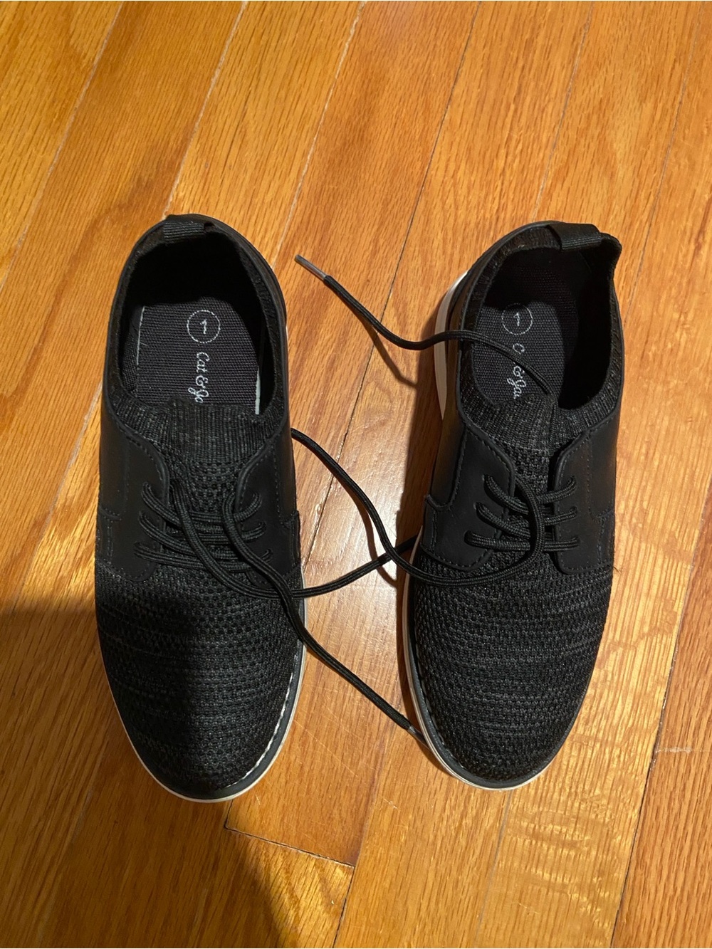 Cat & Jack Black Knit Lace-Up Boys Dress Shoes size 1